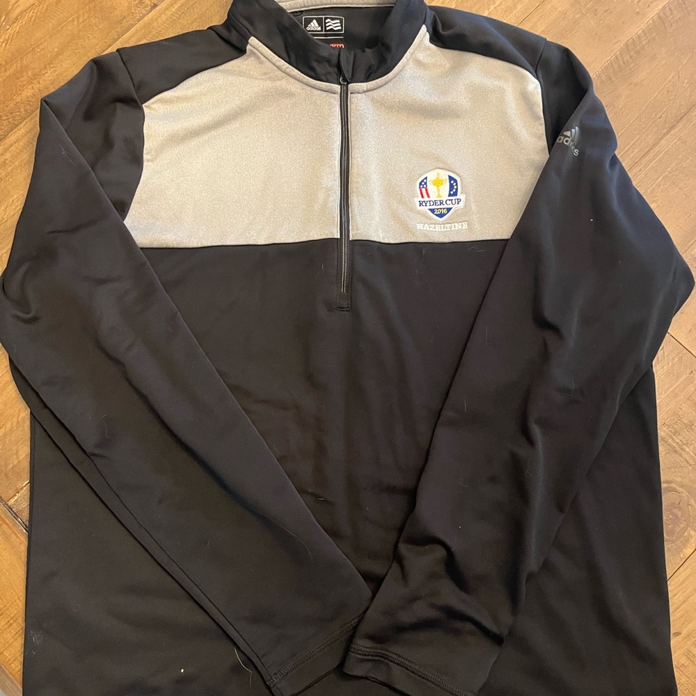 adidas Black and Gray Ryder Cup 2016 Half-Zip Pullover